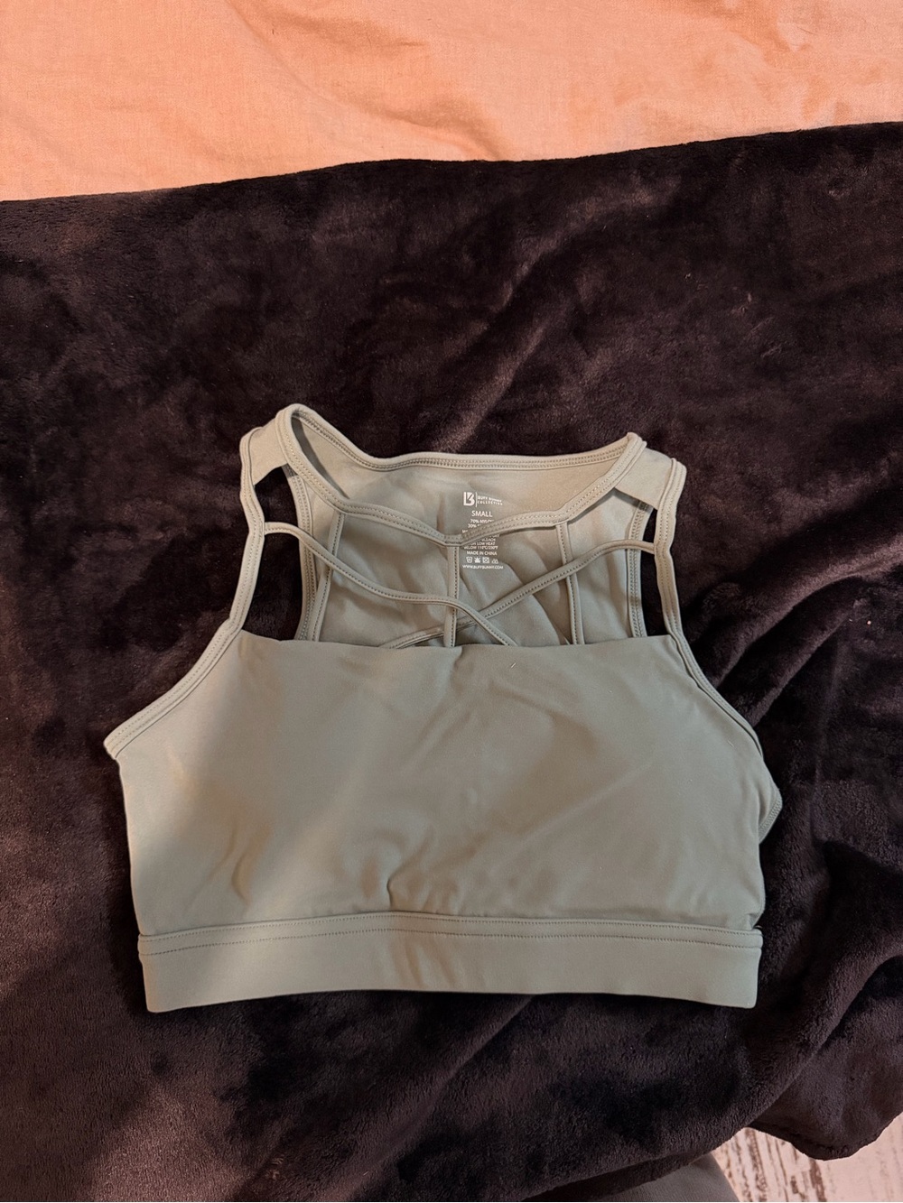 BuffBunny Sage Green Strappy High-Neck Sports Bra